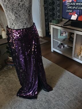 Free People Purple Sequin Maxi Skirt